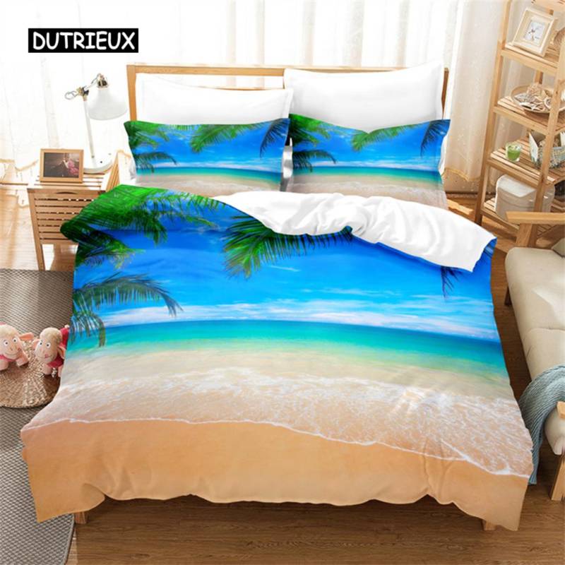 Sommer Strand Design Bettwäsche Set Bettbezug Set 3D Bettwäsche Digitaldruck Bettwäsche Queen Size Bettwäsche Set Modedesign EU single(135x200cm) von Joom DACH