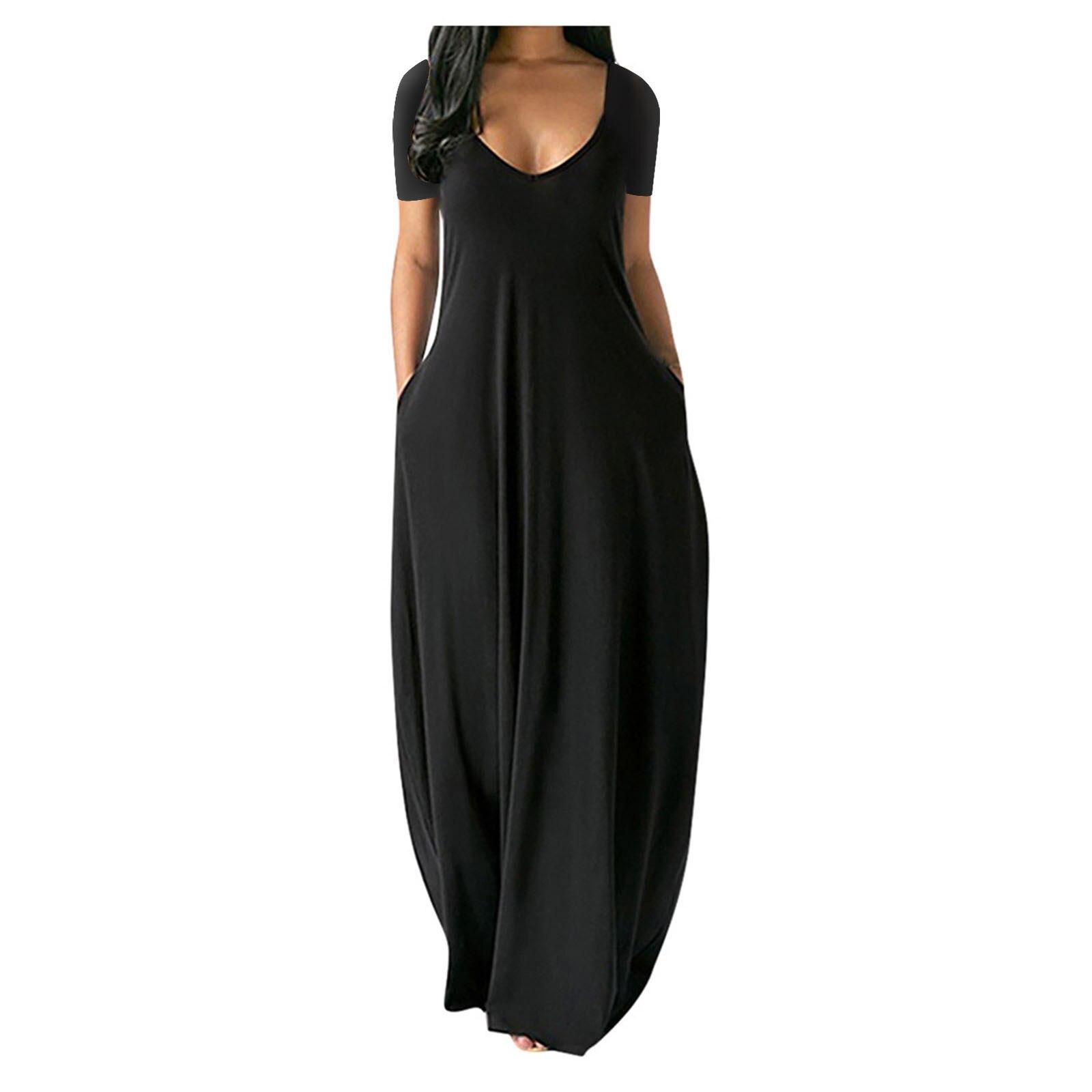 Sommer Strand Maxi Kleid Frauen Blumen Druck Boho Lange Chiffon Kleid Rüschen Wrap Casual V-ausschnitt Split Sexy Party Kleid Robe XXXXXL schwarz von Joom DACH
