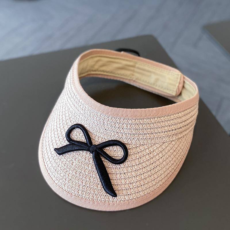 Sommer Strohhut und Schultertaschen Set für Mädchen Baby Kinder Leerer Oberteil Sonnenhut Große Krempe Schleife Outdoor Strand Visor Sonnenkappe Kids(52-54cm) von Joom DACH