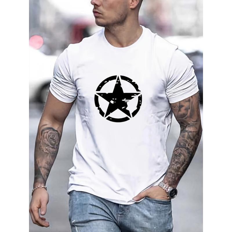 Sommer-T-Shirt für Herren, 100 % Baumwolle, bequem, lässig, locker, übergroß, mit Stern-Logo-Grafik bedruckt, sportlich, Rundhalsausschnitt, kurzärmelig XS Sommer-T-Shirt für Herren, 100 % Baumwolle, bequem, lässig, locker, übergroß, mit Stern-Logo-Grafik bedruckt, sportlich, Rundhalsausschnitt, kurzärmelig XS von Joom DACH