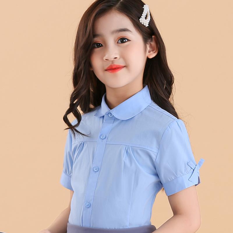 Sommer Teen Mädchen Kurze Shirts für Kinder Schuluniformen Kurzarm Kleinkinder Mädchen Weiße Blusen Baby Mädchen Kleidung Tops 150 von Joom DACH