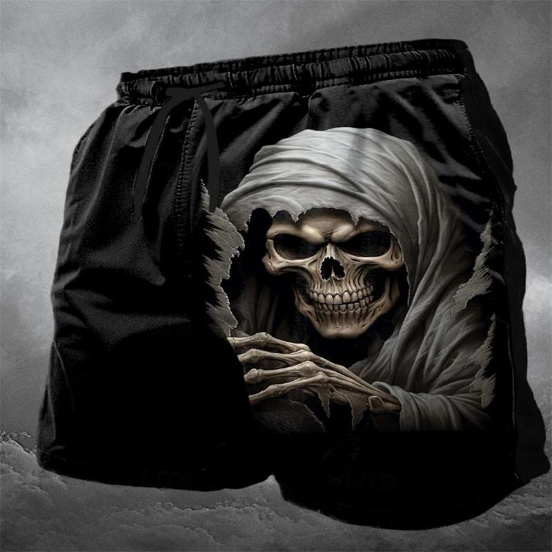 Sommer Totenkopf 3D-Druck Strandshorts Herren Casual Fashion Boardshorts Männliche Badehose Kinder Kurze Hosen Mann Badeanzug Kleidung 6XL von Joom DACH