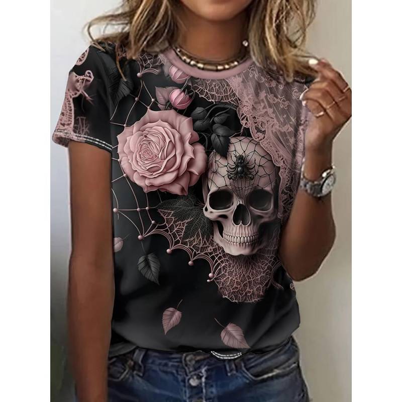 Sommer Totenkopf T-Shirt Mode Kurzarm Frauen 3D Gedruckt Totenkopf Frauen Kleidung Casual T-Shirt Für Männer Täglich Party Tops T 3XL Sommer Totenkopf T-Shirt Mode Kurzarm Frauen 3D Gedruckt Totenkopf Frauen Kleidung Casual T-Shirt Für Männer Täglich Party Tops T 3XL von Joom DACH