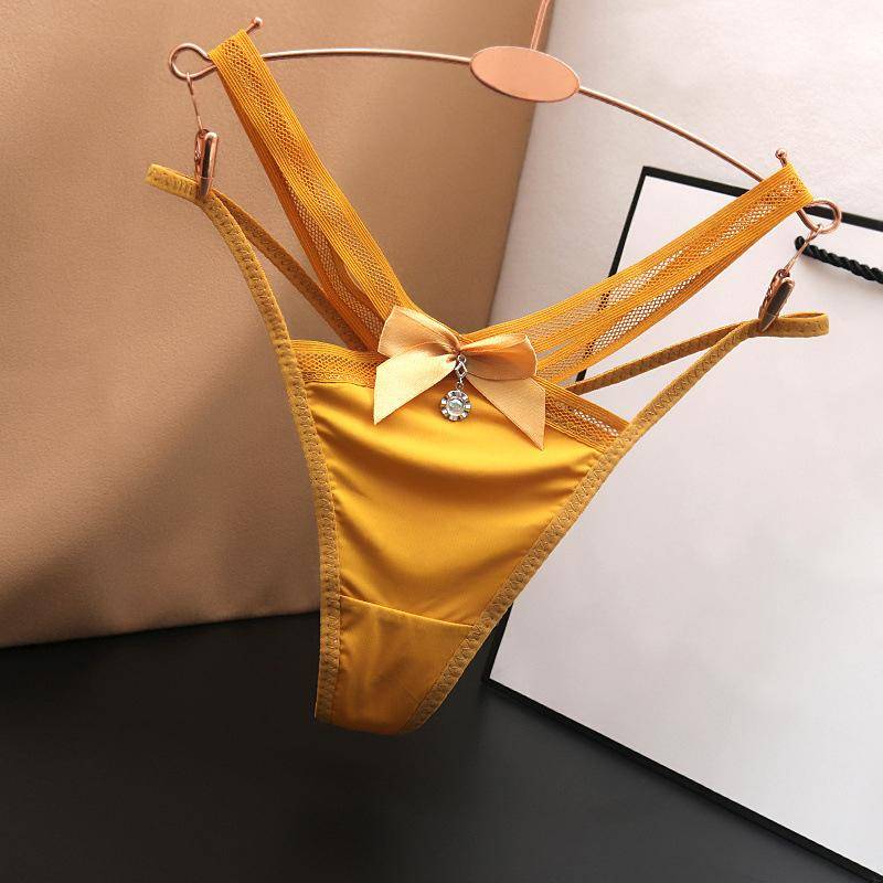 Sommer einfarbige Dessous Höschen Damen Iced Silk Slip Traceless Low Waist G-String Hose One Size gelb von Joom DACH