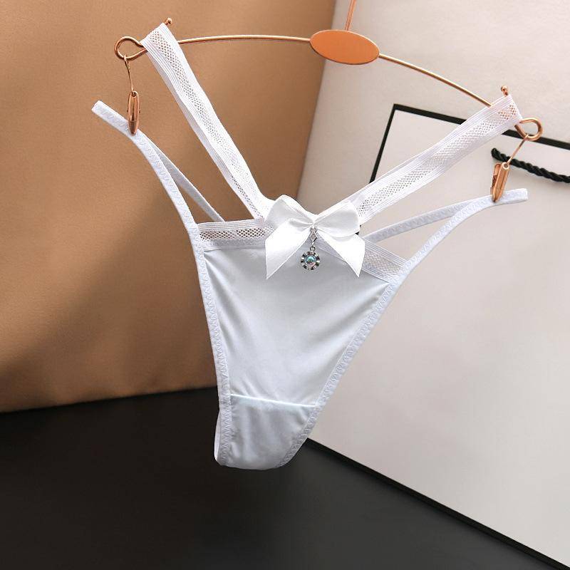 Sommer einfarbige Dessous Höschen Damen Iced Silk Slip Traceless Low Waist G-String Hose One Size weiß von Joom DACH
