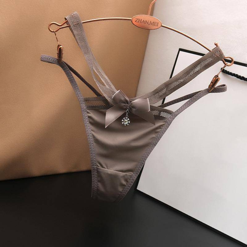Sommer einfarbige Dessous Höschen Damen Iced Silk Slip Traceless Low Waist G-String Hose One Size khaki von Joom DACH