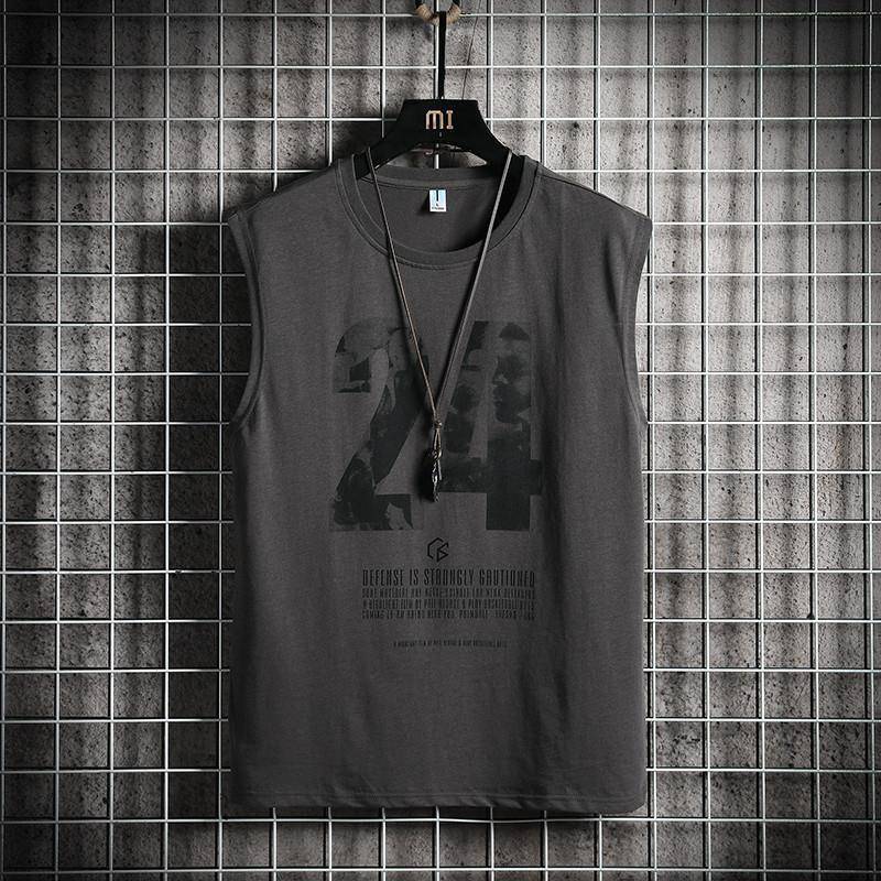 Sommer männer Casual Sport Weste Lose Trend Ärmelloses T-shirt Kleidung Unterhemd Weste Bodenbildung Shirt M grau von Joom DACH