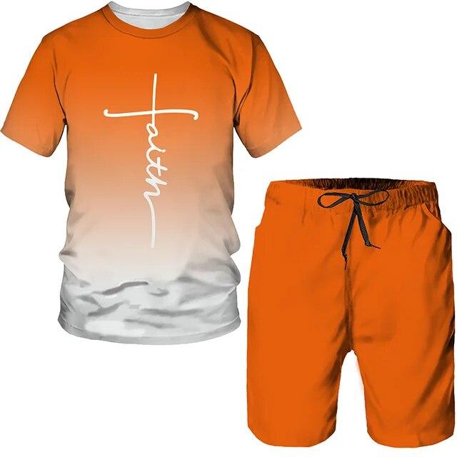 Sommer männer Set Casual Kurzarm T-Shirt Anzug Mode 3D Druck Übergroßen Top Shorts Atmungsaktive Sportswear Trainingsanzug Straße 6XL von Joom DACH
