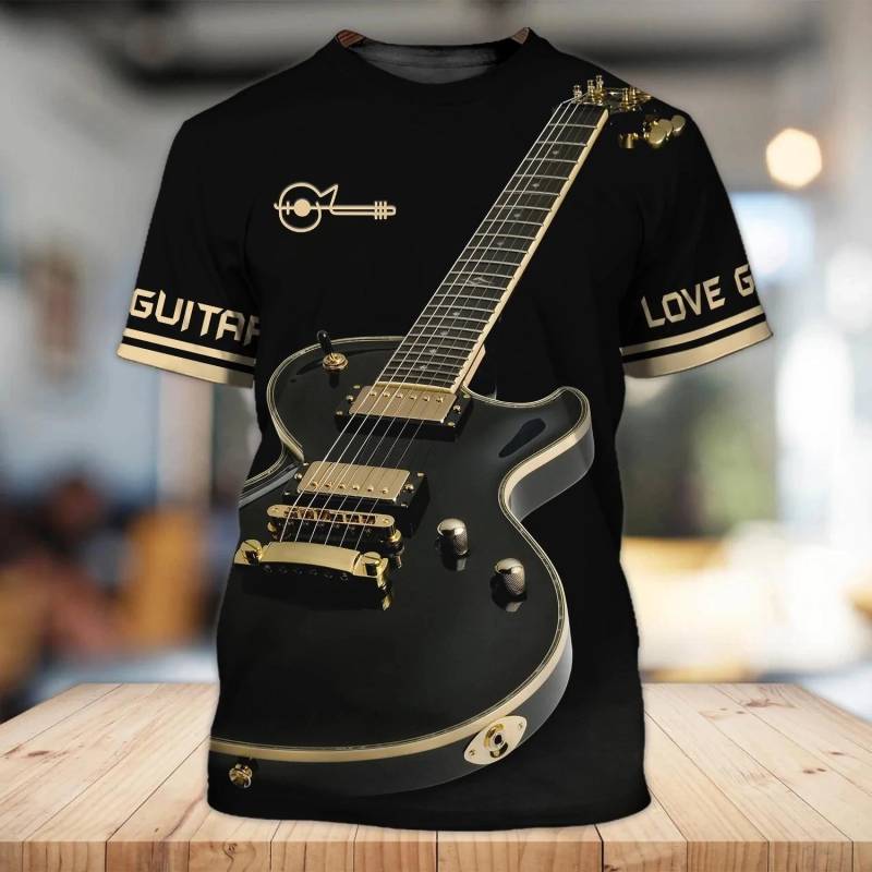 Sommer männer T Shirts Gitarre Grafik 3d Mode Musik T-shirt Pullover Kurzarm O Neck Rock Hip Hop Tops übergroße Kleidung 6XL von Joom DACH