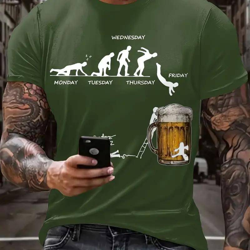 Sommerbier Herren T-Shirts 3D-Druck Lustige T-Shirts Polyester Atmungsaktiv Kurzarm Lose Oberteile T-Shirts Übergroßes T-Shirt Männerkleidung 2XL von Joom DACH