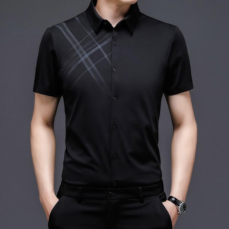 Sommerhemd Herren Kurzarm Businesshemd Jung und Mittelalt Nahtlos Koreanisch Lässig Papa-Kleidung Dünn Mode 4XL von Joom DACH