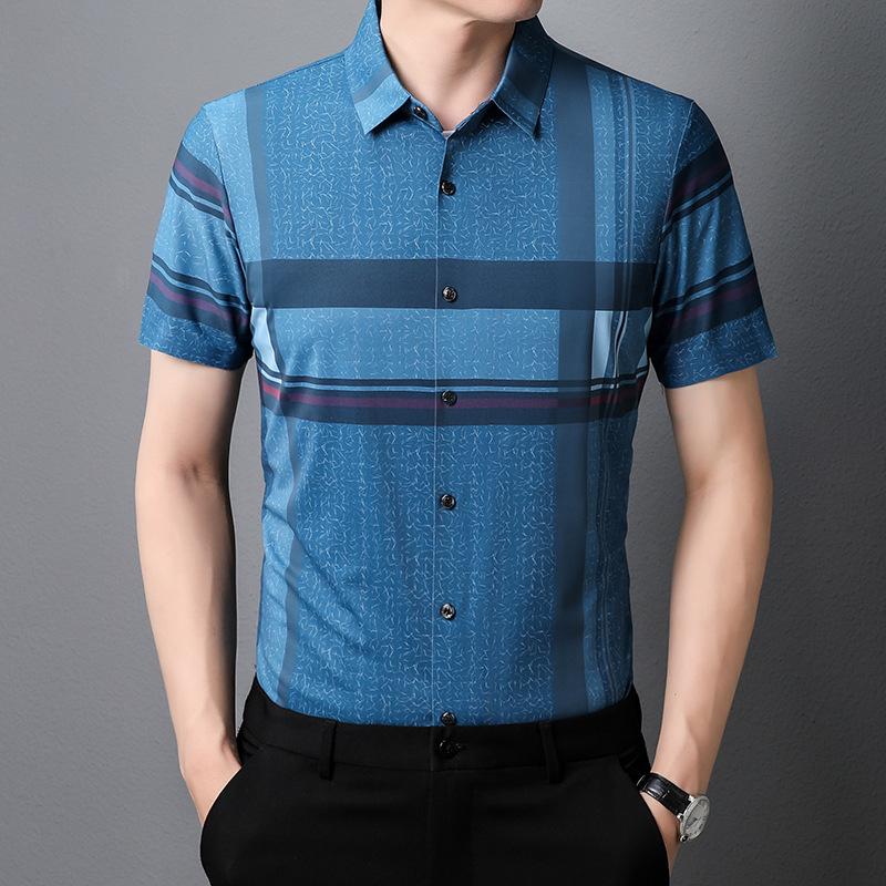 Sommerhemd für junge und mittelalte Herren Business-Revers Kurzarm-Tops Herren-Freizeithemd Strickjacke XXXXL von Joom DACH