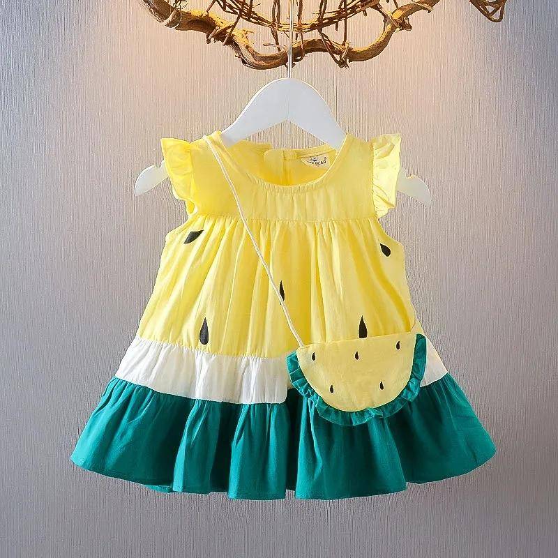 Sommerkleid Mädchen Farbblockrock Kinderkleidung Kinderprinzessinnenkleid 73 gelb von Joom DACH