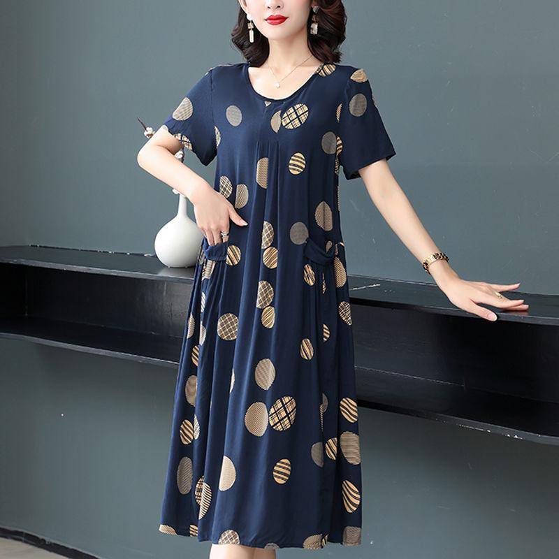 Sommerkleid aus Baumwolle und Seide in großer Größe, kurzärmelig, Blumenkleid für ältere Menschen XXXXXL von Joom DACH