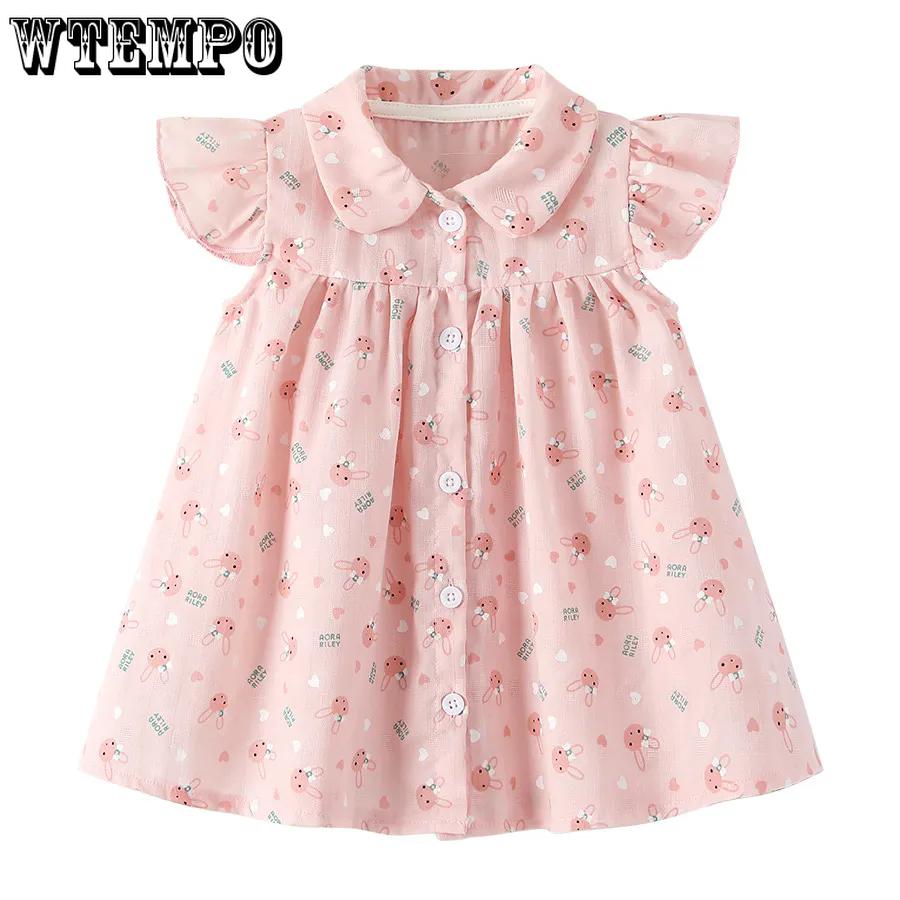 Sommerkleid für Mädchen Babykragen Blumenrock Sommerkleid für Kinder 100 rosa von Joom DACH