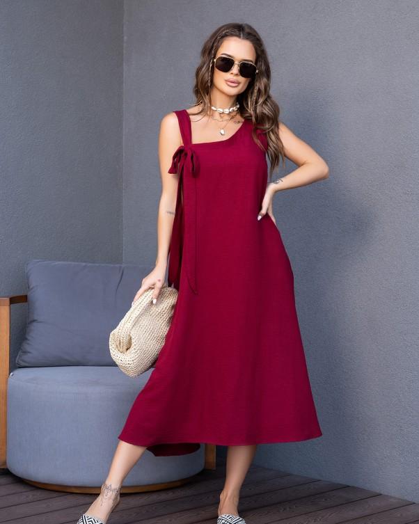 Sommerkleid mit asymmetrischem Ausschnitt ISSA Plus S claret von Joom DACH