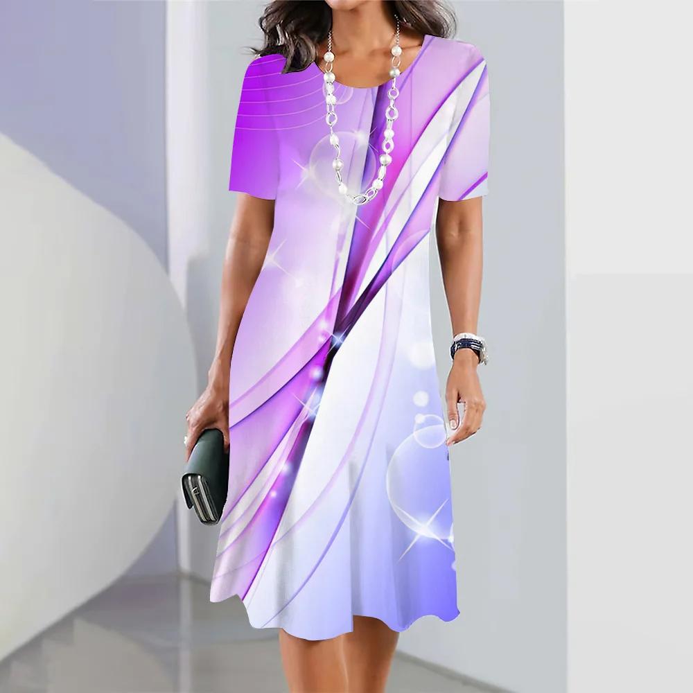 Sommerkleider für Damen im Retro-Stil, A-Linien-Röcke, 3D-Farbblockkleid, Partykleid, elegantes Kleid mit kurzen Ärmeln, übergroßer Pullover 3XL von Joom DACH