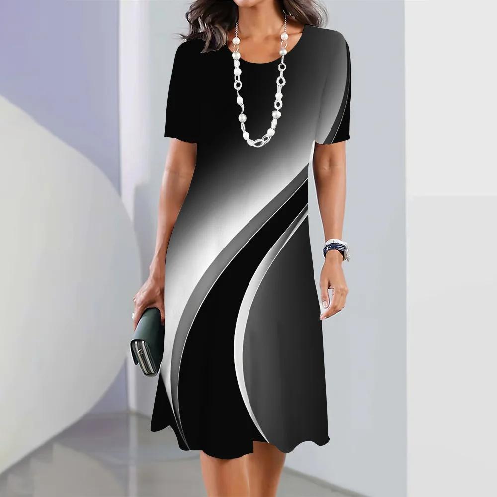 Sommerkleider für Damen im Retro-Stil, A-Linien-Röcke, 3D-Farbblockkleid, Partykleid, elegantes Kleid mit kurzen Ärmeln, übergroßer Pullover 3XL von Joom DACH