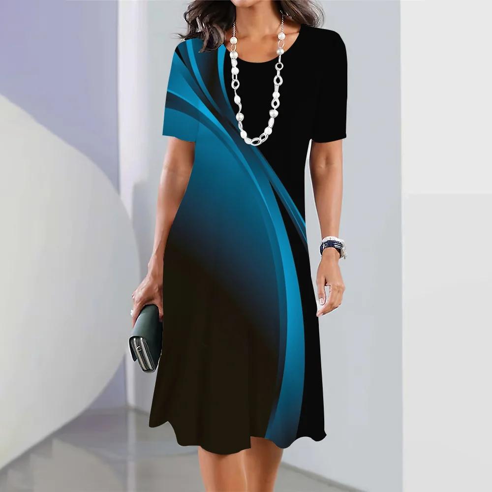 Sommerkleider für Damen im Retro-Stil, A-Linien-Röcke, 3D-Farbblockkleid, Partykleid, elegantes Kleid mit kurzen Ärmeln, übergroßer Pullover 3XL von Joom DACH