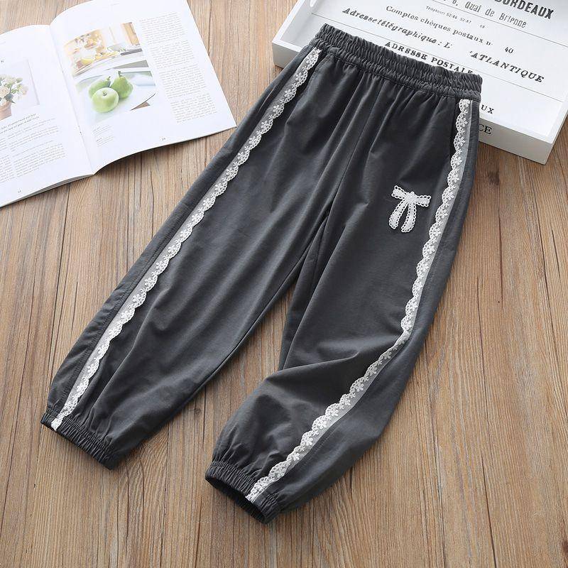 Sommerliche dünne Mädchenhose Kinder Spitzen Freizeithose Locker und atmungsaktiv Sporthose für kleine Mädchen 160 von Joom DACH