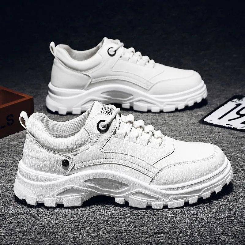 Sommerliche lässige Sportschuhe Herren Atmungsaktive Sneaker Koreanische Version Trend Alleskönner Lederpaneel Schuhe Freizeit Lässig Flach 39 weiß von Joom DACH