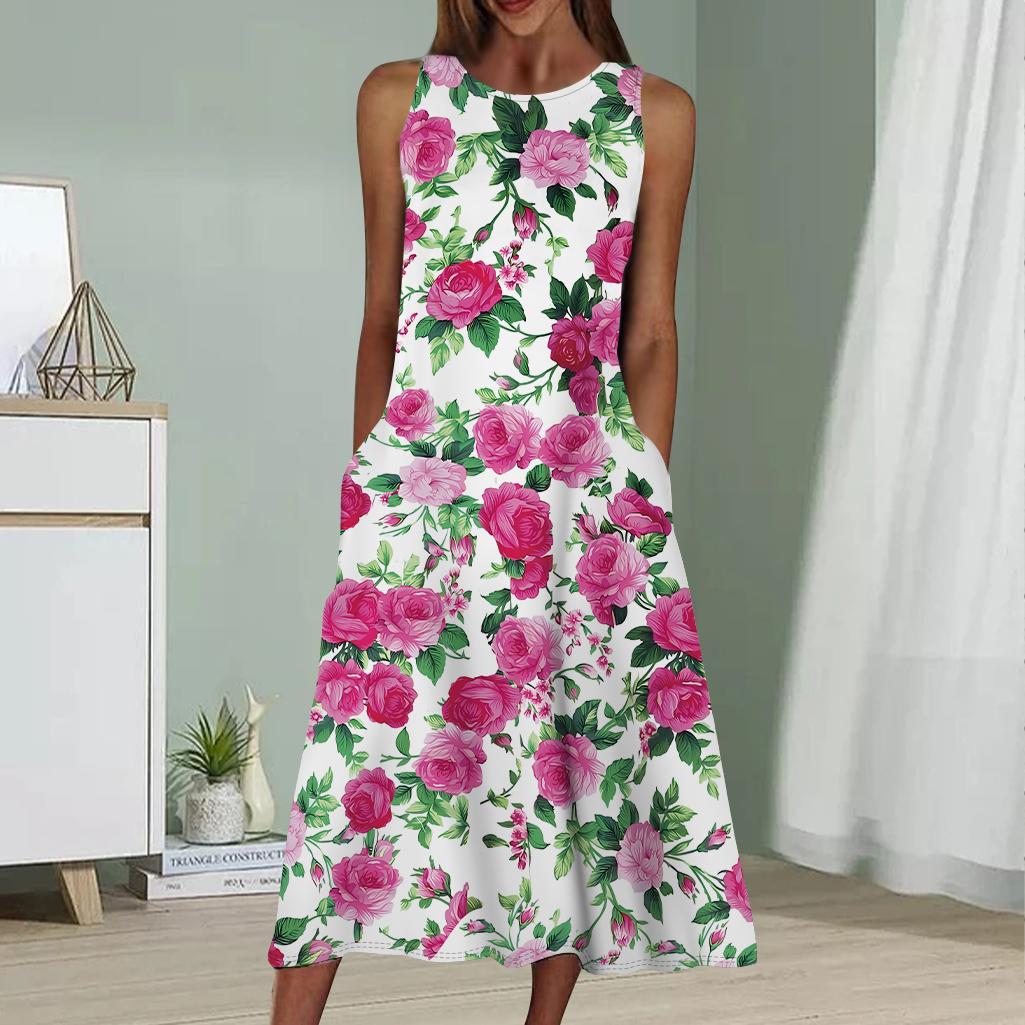Sommermode Sexy Ärmelloses Kleid Weiches Lässiges Kleid mit 3D-Rosengarten-Print Ärmelloses Sling-Kleid 8XL rosa Sommermode Sexy Ärmelloses Kleid Weiches Lässiges Kleid mit 3D-Rosengarten-Print Ärmelloses Sling-Kleid 8XL rosa von Joom DACH