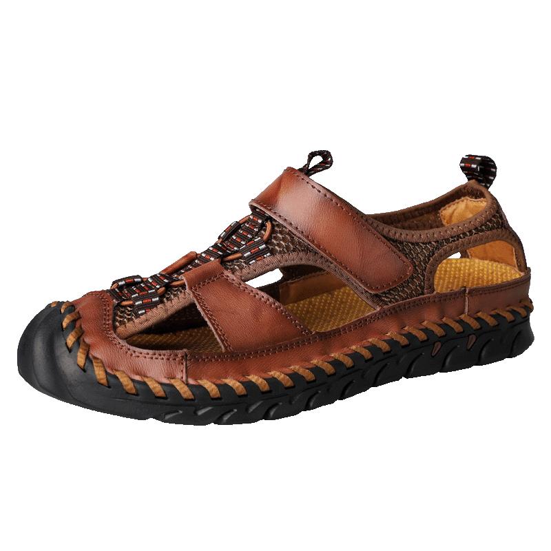 Sommersandalen aus Leder für den Außenbereich, für Herren, Strandschuhe, luxuriöse, atmungsaktive Freizeitsandalen für Herren, Watschuhe, rutschfeste Komfort-Hausschuhe 38 schokoladenbraun von Joom DACH