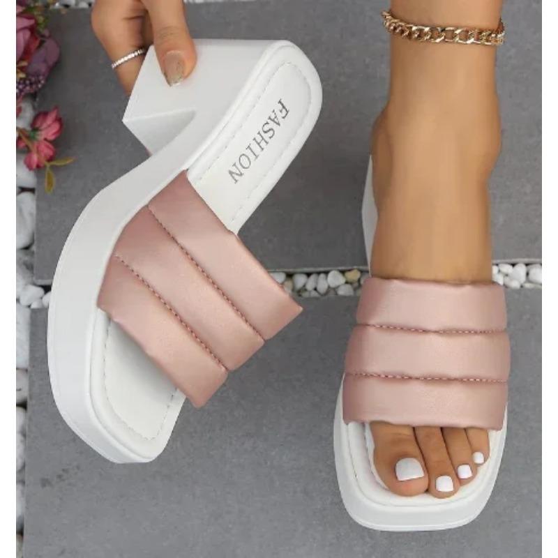 Sommerschuhe für Damen mit quadratischer Zehenpartie und klobigem Absatz, Plateauschuhe, neue offene Zehenpartie, High Heels für Damen, Slipper für den Außenbereich, Damenschuhe mit Absatz 42 champagner von Joom DACH