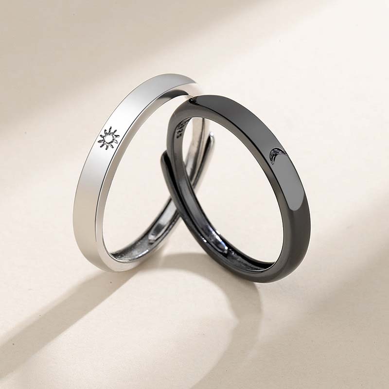 Sonne-Mond-Paarringe, offener, verstellbarer Ring, Ringe für einander, Partnerringe, Hochzeitsschmuck, Geschenk für Freunde, passend für die meisten Frauen und Männer von Joom DACH
