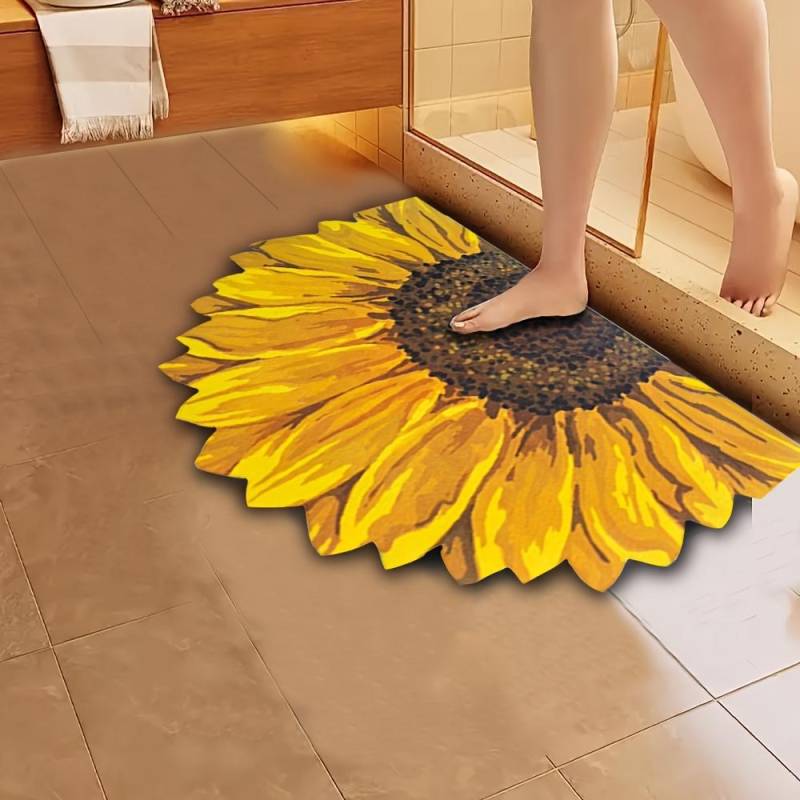 Sonnenblumen Badematte - Rutschfeste Schnelltrocknende Badematte mit Weicher Floraler Duschmatte, Gelbe Sonnenblumen Baddeko für Wanne, Dusche, Badezimmer - Rutschfeste Rückseite 60*90cm Sonnenblumen Badematte - Rutschfeste Schnelltrocknende Badematte mit Weicher Floraler Duschmatte, Gelbe Sonnenblumen Baddeko für Wanne, Dusche, Badezimmer - Rutschfeste Rückseite 60*90cm von Joom DACH