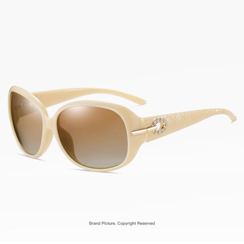 Sonnenbrille Damen Designer Sonnenbrille Mode Klassisch Großer Rahmen Glas Weiblich Vintage beige von Joom DACH
