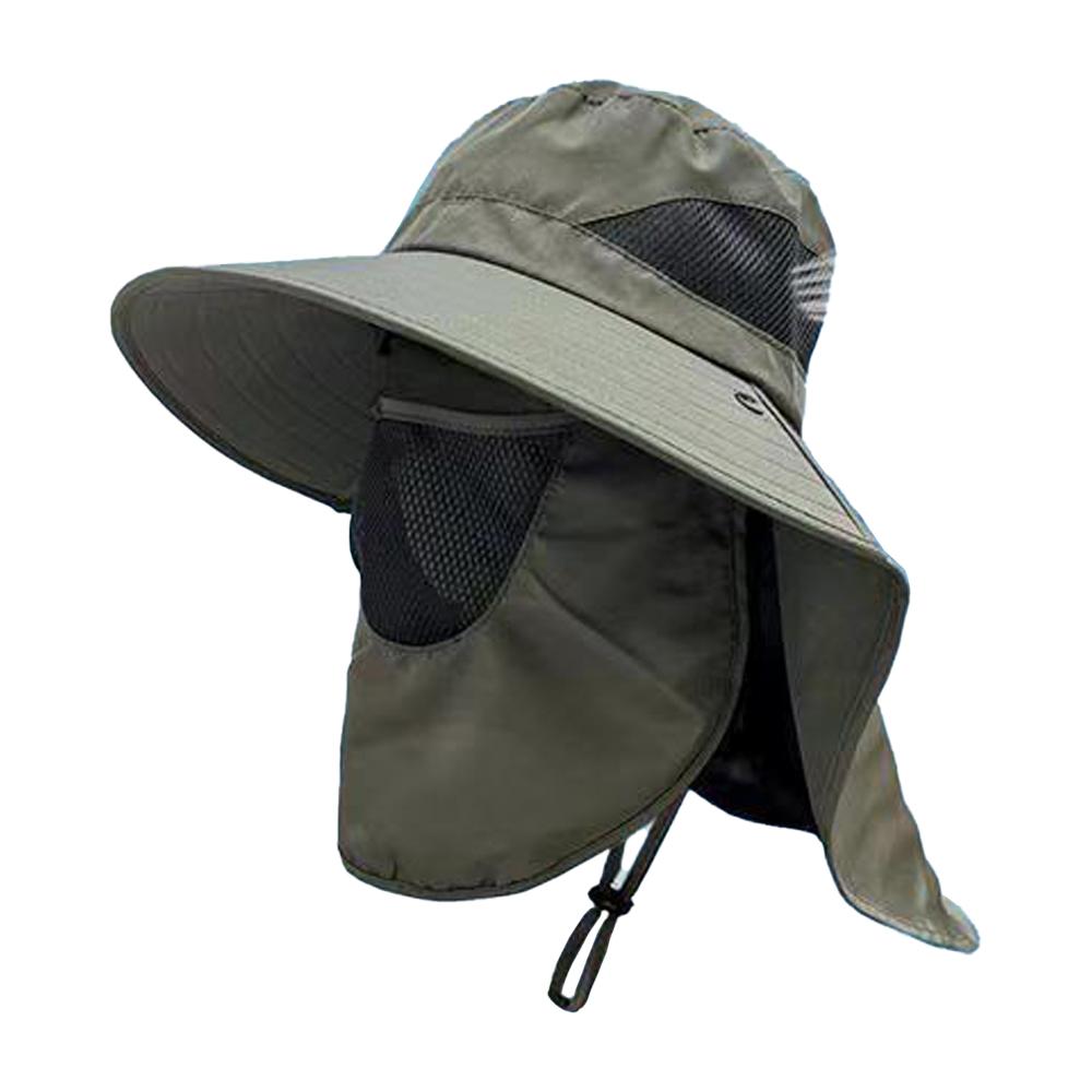 Sonnenhut für Männer & Frauen Breite Krempe Fischerhut mit Gesichtsschutz & Nackenklappe Outdoor Sonnenkappe für armee grüne von Joom DACH