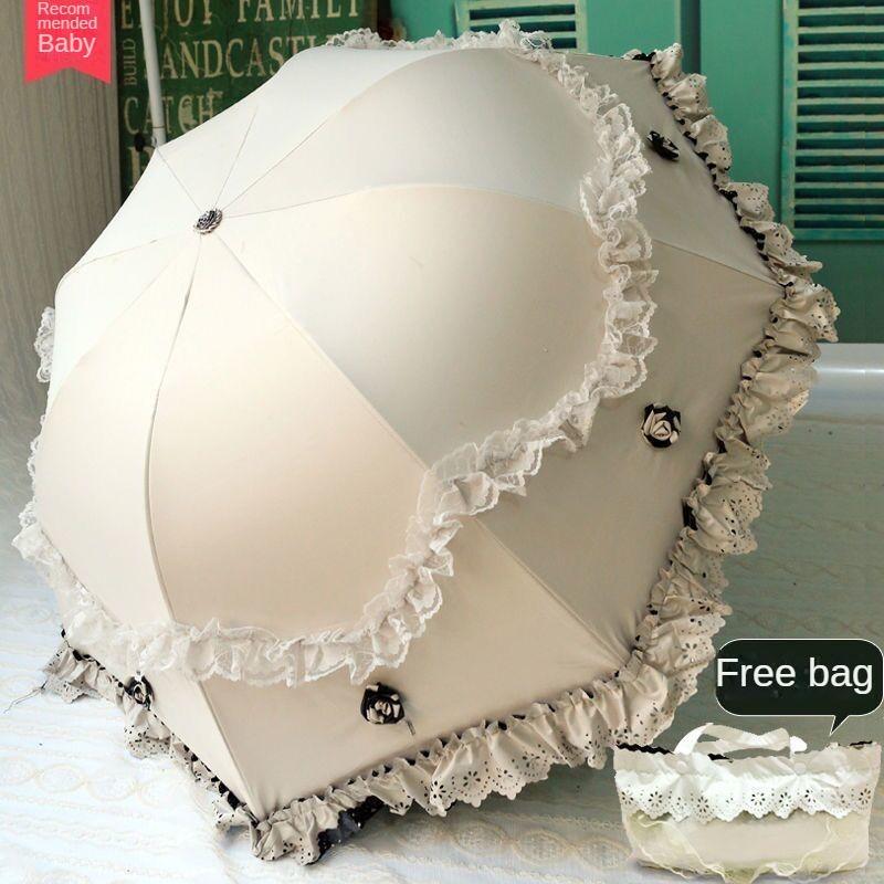 Sonnenschirm, Sonnenschutz, UV-beständiger Vinyl-Regenschirm, hochwertiger, faltbarer Spitzen-Augenschirm mit doppeltem Verwendungszweck. weiß von Joom DACH