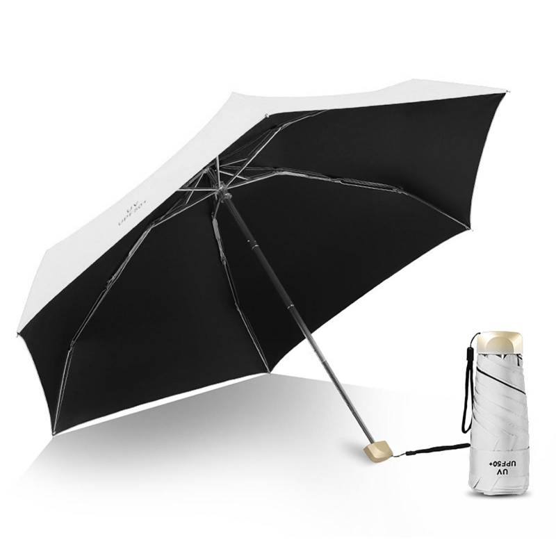 Sonnenschirm Superleichter Mini-Faltbarer UV-Schutz Winddichter Tragbarer Regenschirm Mit Doppeltem Verwendungszweck Weiß weiß von Joom DACH