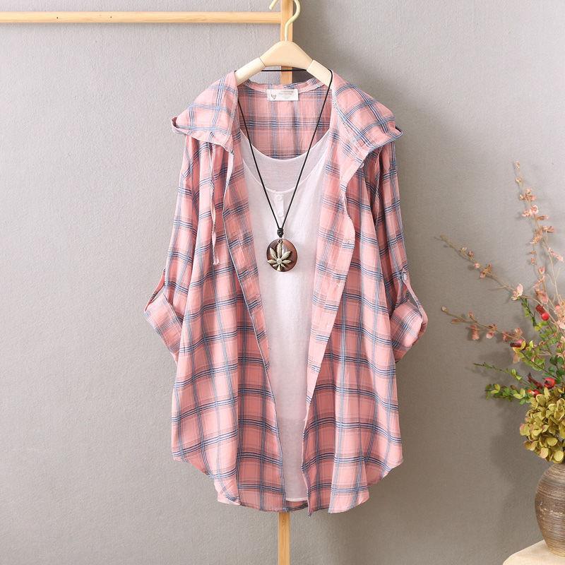 Sonnenschutz-Shirts für Damen, mit Kapuze, kariert, langärmelig, lockere Oberteile, dünne Mäntel, Strickjacken XXXL rosa Sonnenschutz-Shirts für Damen, mit Kapuze, kariert, langärmelig, lockere Oberteile, dünne Mäntel, Strickjacken XXXL rosa von Joom DACH