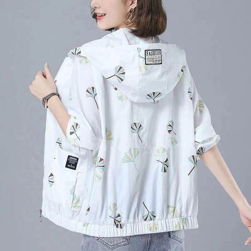Sonnenschutzkleidung für Damen, Langärmlige und Leichte Sommerjacken, Lockere Übergröße mit Kapuze 4XL weiß von Joom DACH
