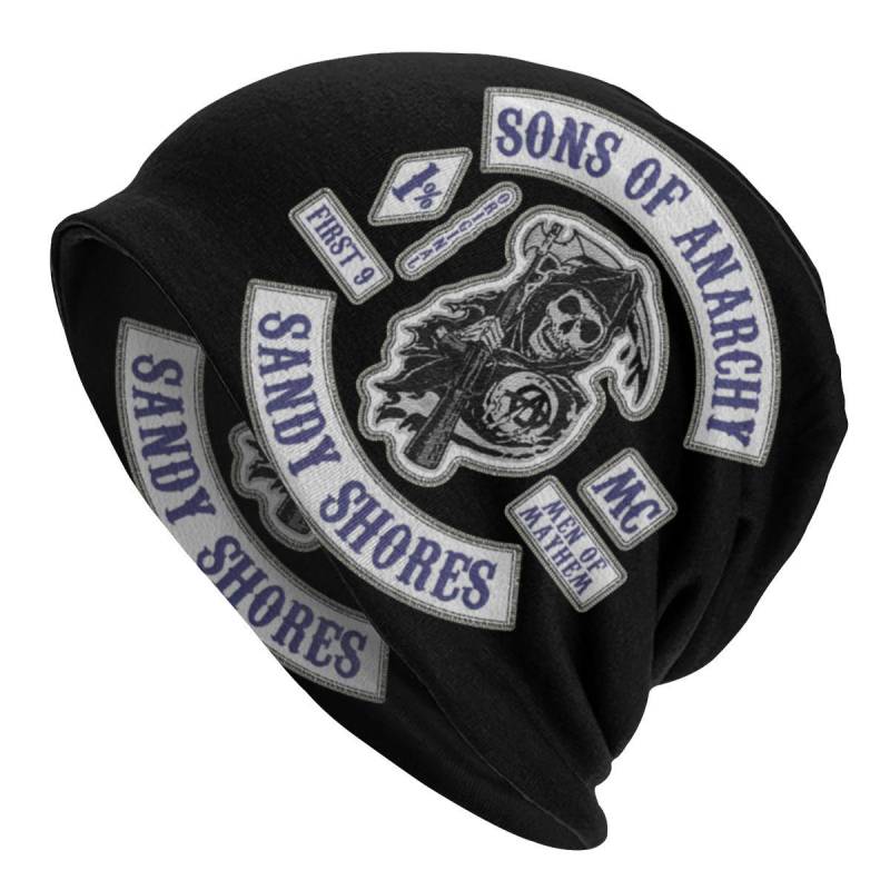 Sons Of Anarchy Punk Rock Hardcore Cap Coole Unisex Damen Outdoor Skullies Beanies Hut Frühling Warme Dual-Use-Motorhaube Strickmützen 10.6x11in  26.8x28cm von Joom DACH