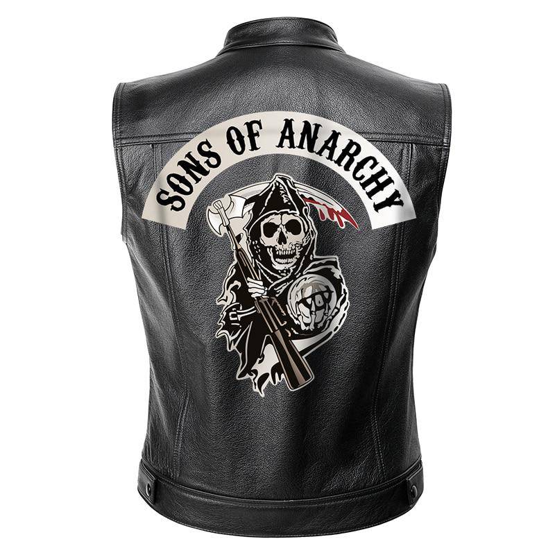 Sons of Anarchy Lederjacke Weste Herren Motorrad Frühlingsjacken SOA Punk Black Motorrad Gilet L schwarz von Joom DACH