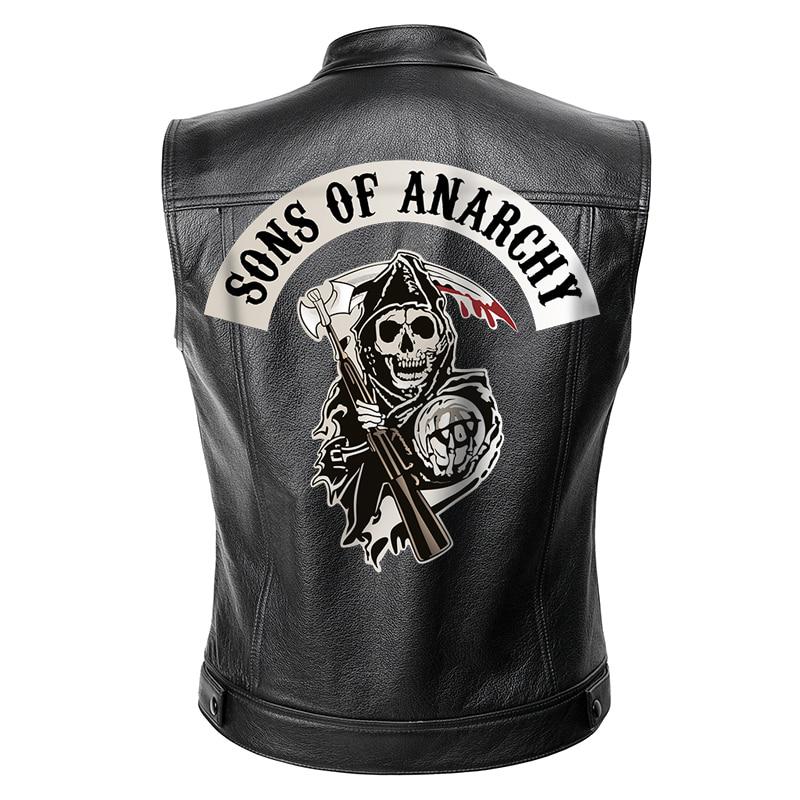 Sons of Anarchy Lederjacke Weste Herren Motorrad Frühlingsjacken SOA Punk Black Motorrad Gilet XXL schwarz von Joom DACH