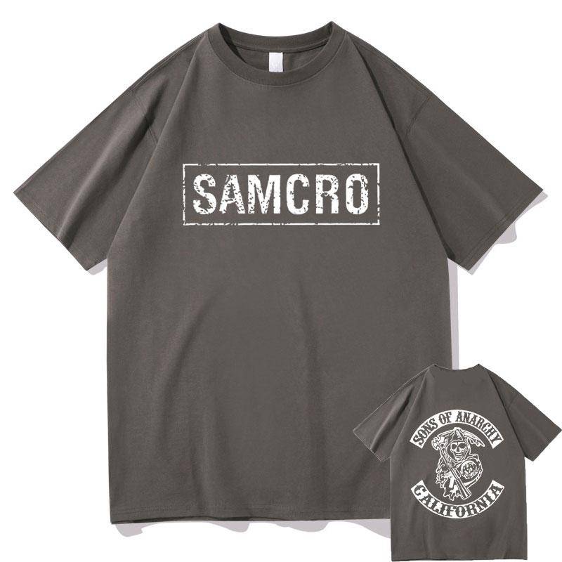 Sons of Anarchy SAMCRO Doppelseitiges Drucken T-shirt Männer Frauen Mode Hip Hop Rock Tees Kurzarm Sommer Baumwolle T Shirts tops XL dunkelgrau von Joom DACH