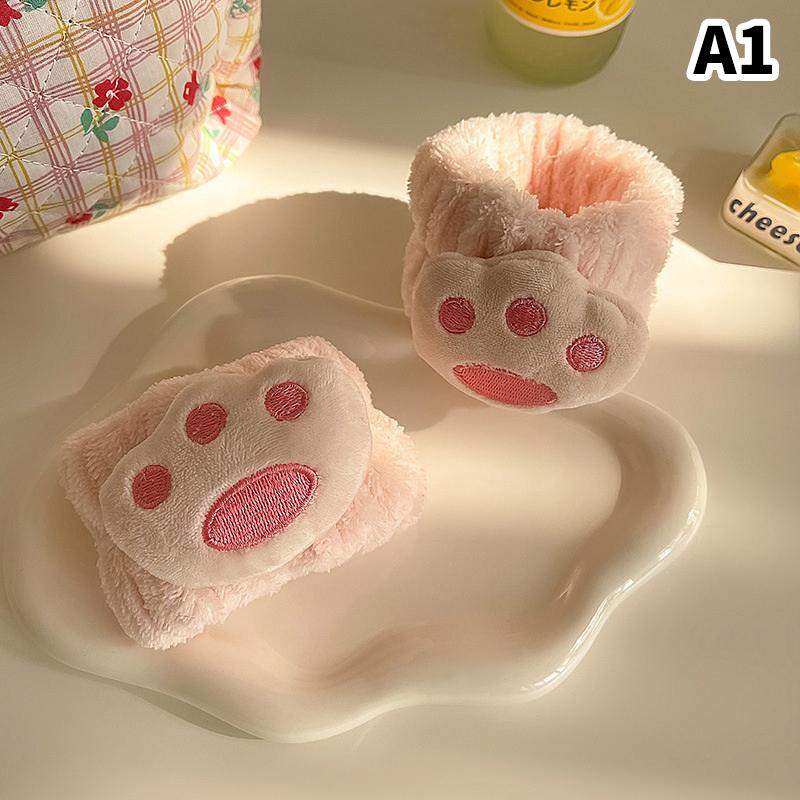 Spa-Stirnband-Armband zum Waschen des Gesichts, Fleece, Hautpflege, Toast, Haarband, Handgelenksmanschetten für Frauen und Mädchen, Make-up A1 von Joom DACH