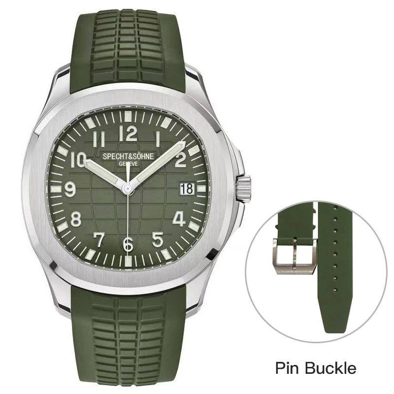 Specht & Söhne 2022 Neue Luxus Männer Mechanische Armbanduhr Miyota 8215 Edelstahl Uhr Grün Gummi Saphir Reloj Hombre japan 8215 movement grün von Joom DACH