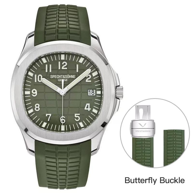 Specht & Söhne 42MM Automatische Mechanische Uhr Für Männer Miyota 8215 Movt Saphirglas 5167 Sport Armbanduhr 50M Wasserdicht butterfly buckle grün von Joom DACH
