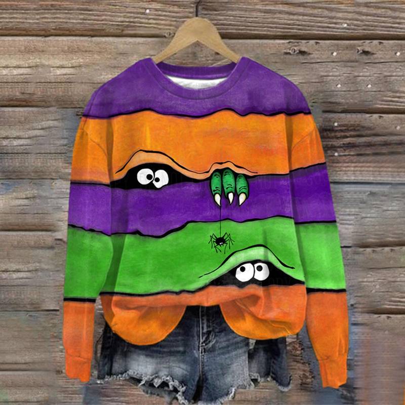Spider Peeping Eyes Print Damen Pullover Frühling Herbst Langarm Rundhals Pullover Tops Übergröße Colorblock Kleidung Halloween 8XL Spider Peeping Eyes Print Damen Pullover Frühling Herbst Langarm Rundhals Pullover Tops Übergröße Colorblock Kleidung Halloween 8XL von Joom DACH