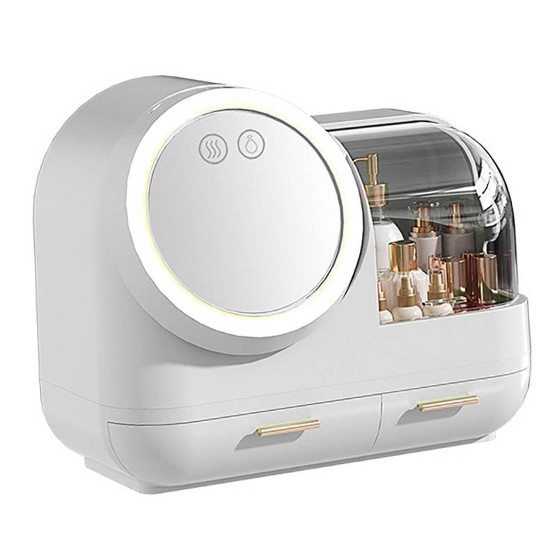 Spiegel Ventilator Make-up Koffer Große Kapazität LED Licht Spiegel Make-up Aufbewahrungsbox für Frauen Weiß weiß von Joom DACH