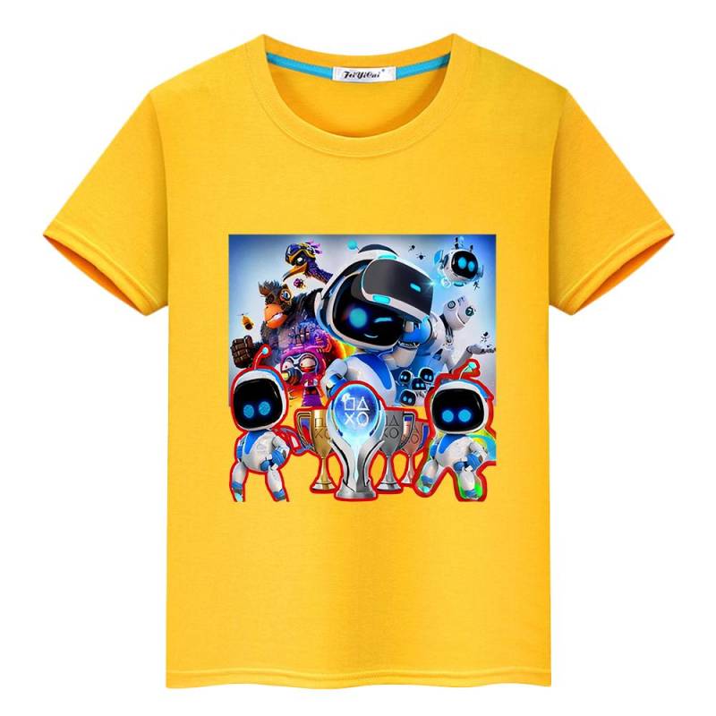 Spiel Astro Bot print t-shirt für kinder jungen 10 jahre 100% Baumwolle anime Kurze y2k ein stück Kawaii Tops Cartoon t-shirt mädchen kleidung 140 gelb von Joom DACH