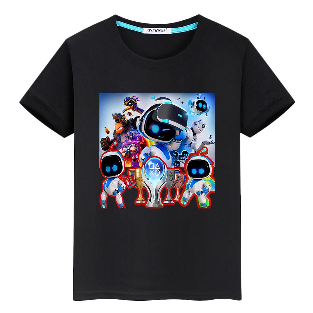 Spiel Astro Bot print t-shirt für kinder jungen 10 jahre 100% Baumwolle anime Kurze y2k ein stück Kawaii Tops Cartoon t-shirt mädchen kleidung 140 schwarz von Joom DACH