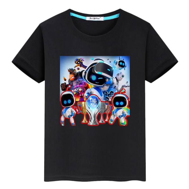 Spiel Astro Bot print t-shirt für kinder jungen 10 jahre 100% Baumwolle anime Kurze y2k ein stück Kawaii Tops Cartoon t-shirt mädchen kleidung 140 schwarz von Joom DACH