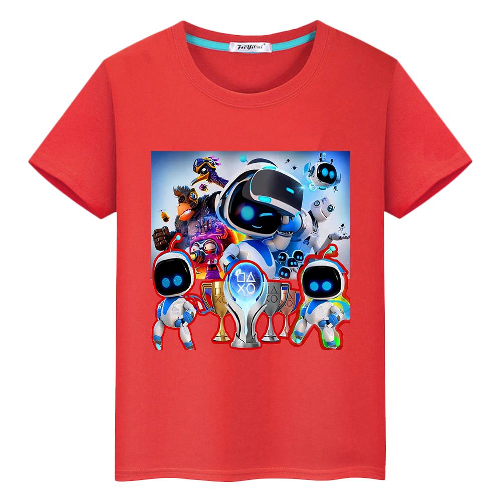 Spiel Astro Bot print t-shirt für kinder jungen 10 jahre 100% Baumwolle anime Kurze y2k ein stück Kawaii Tops Cartoon t-shirt mädchen kleidung 140 von Joom DACH