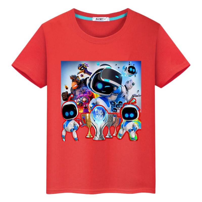 Spiel Astro Bot print t-shirt für kinder jungen 10 jahre 100% Baumwolle anime Kurze y2k ein stück Kawaii Tops Cartoon t-shirt mädchen kleidung 140 rot von Joom DACH